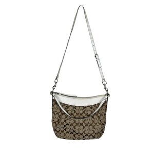 Authentic COACH Shoulder Bag Tan Crossbody Strap Signature Jacquard